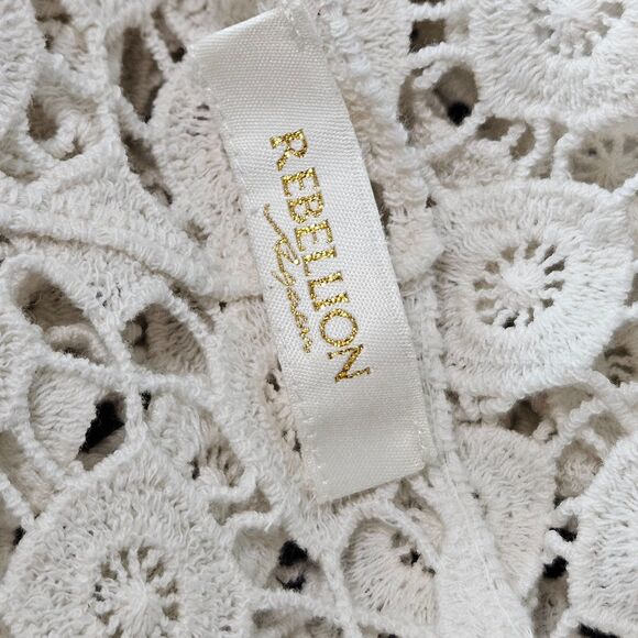 Rebellion‎ by Rowan 100% Cotton Crochet Fringe Cardigan Boho Festival Cream M - Picture 6 of 8